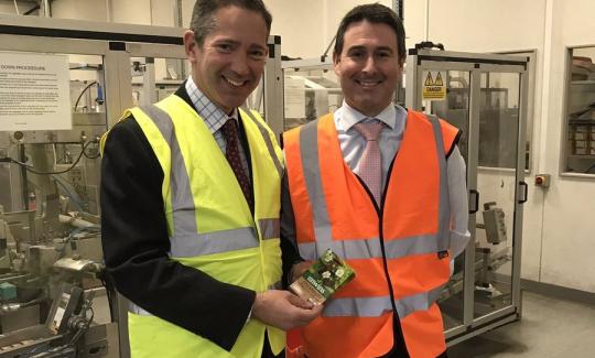 Jonathan Djanogly visits Westland Horticulture's local seed packing plant in Alconbury