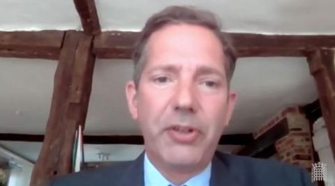 Jonathan Djanogly MP speaking in the House of Commons via video link